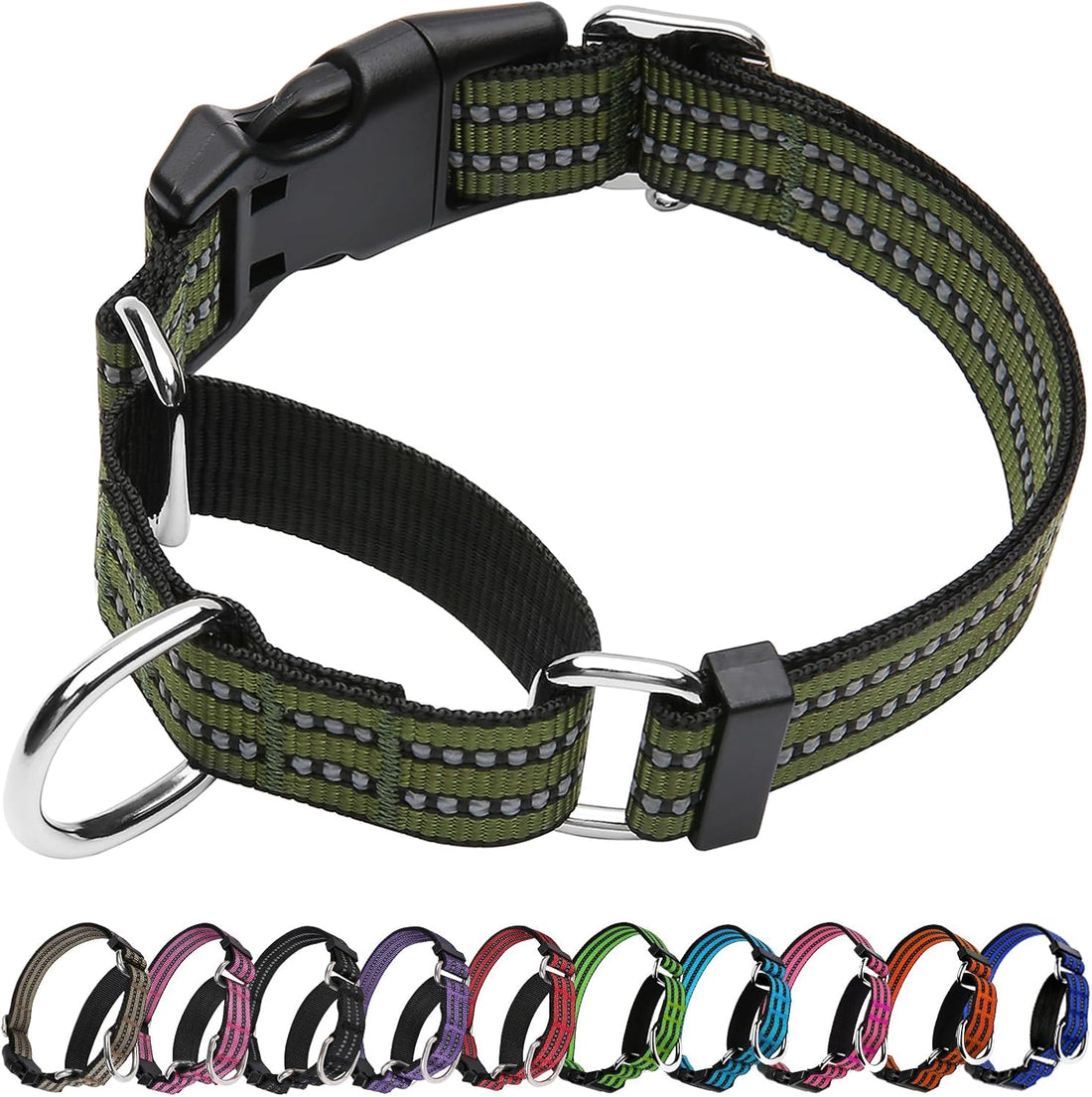 Martingale Collar for Dogs, No Pull No Choking(Forest Green,M)
