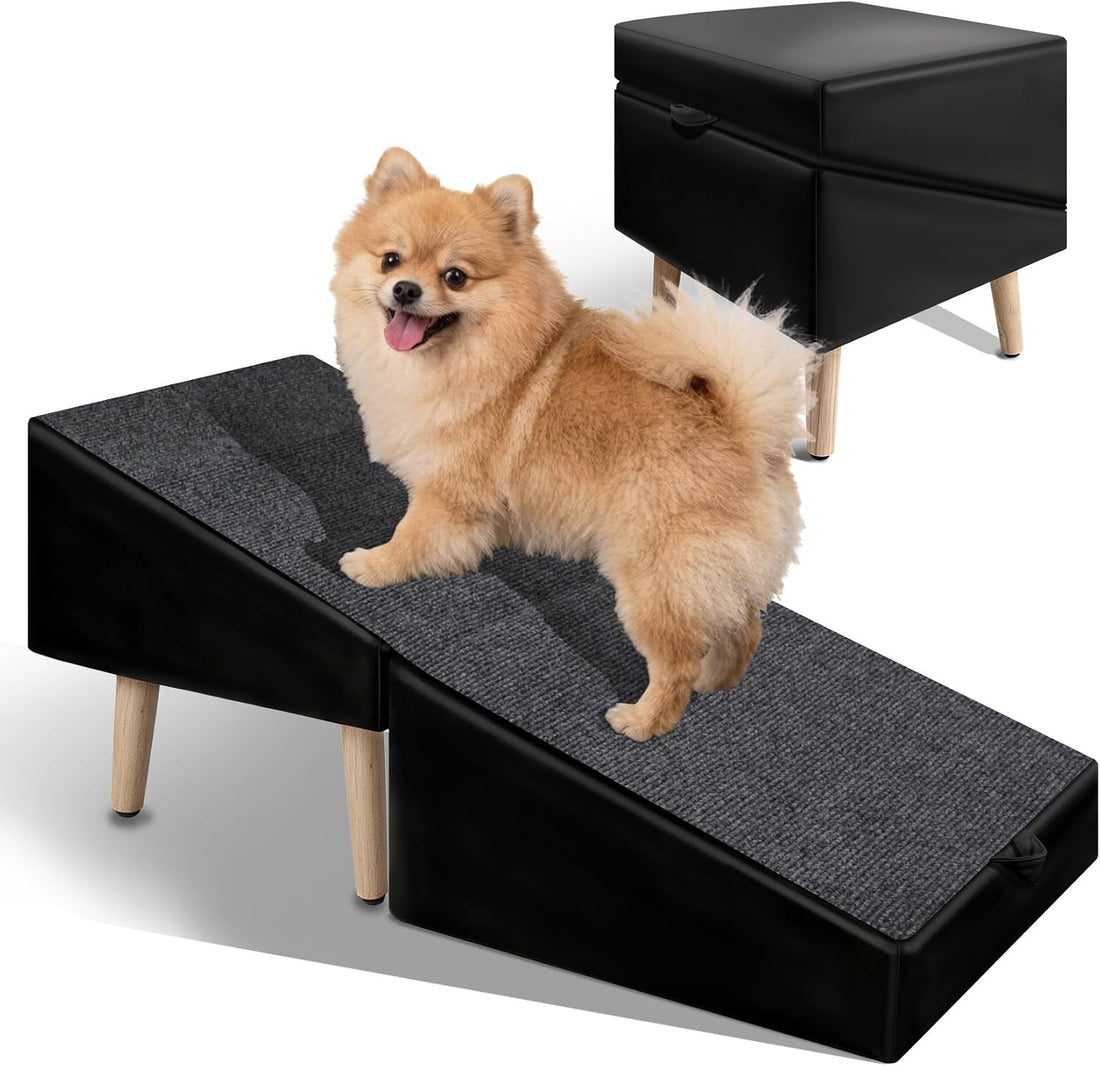 2-in-1 Foldable Dog Ramp Ottoman for Couch