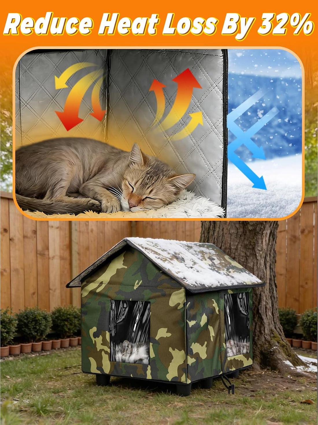 Elevated Insulated Outdoor Cat House Weatherproof