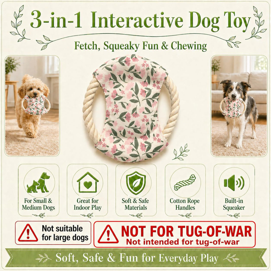 Dog Frisbees Cotton Rope Toys Flying Discs, Teething