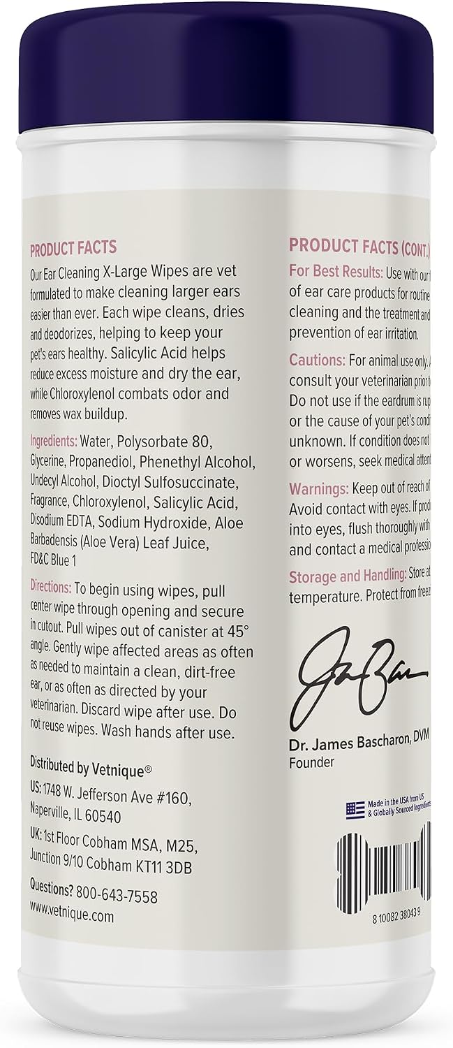 Vetnique Oticbliss Cat & Dog Ear Wipes