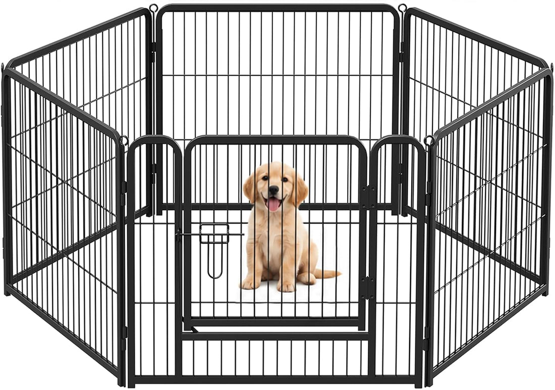 DUMOS Dog Playpen 24 Inch 6 Panels Indoor Outdoor Metal Pet Fence