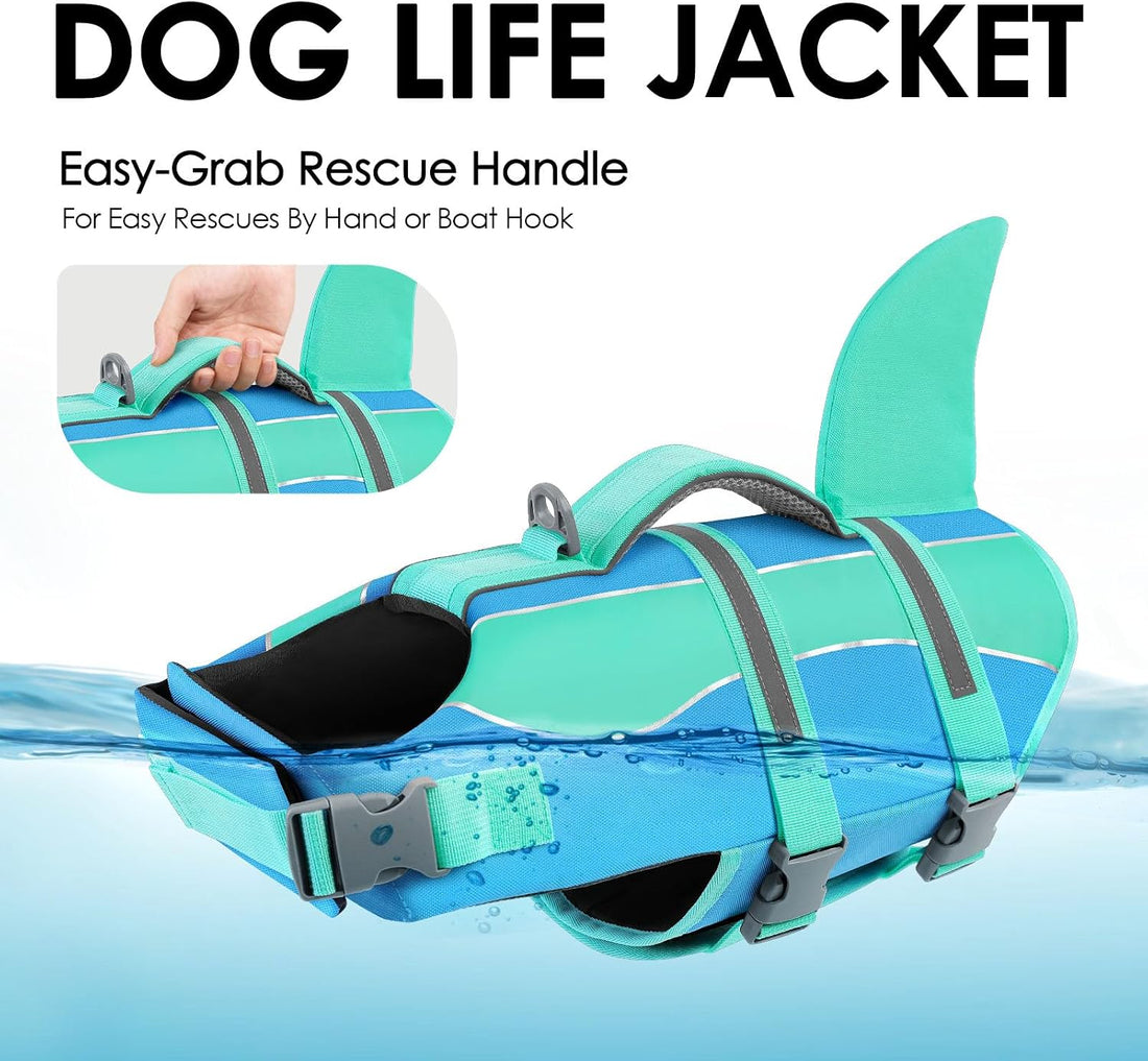 Dog Life Jacket - Shark Dog Life Vest for Swimming Boating