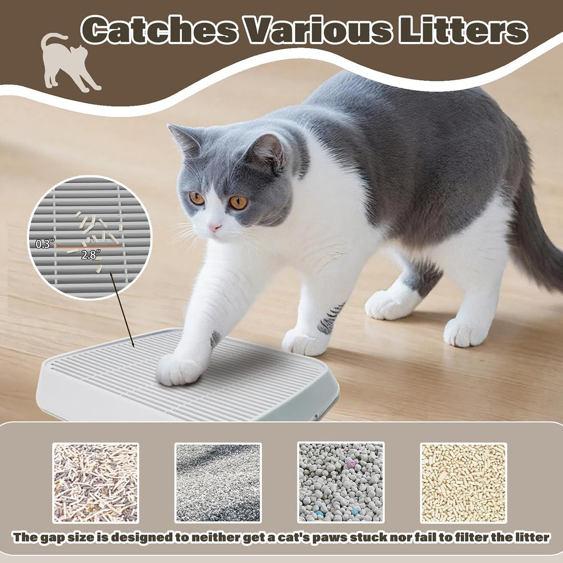 Cat Ramp for Litter Box, Anti-Tracking Cat Litter Trapper