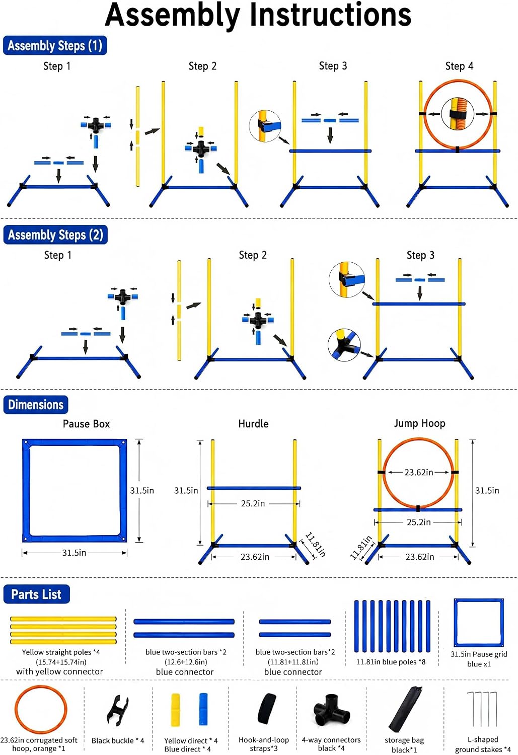 Dog Agility Equipment - Dog Obstacle Course Backyard Set