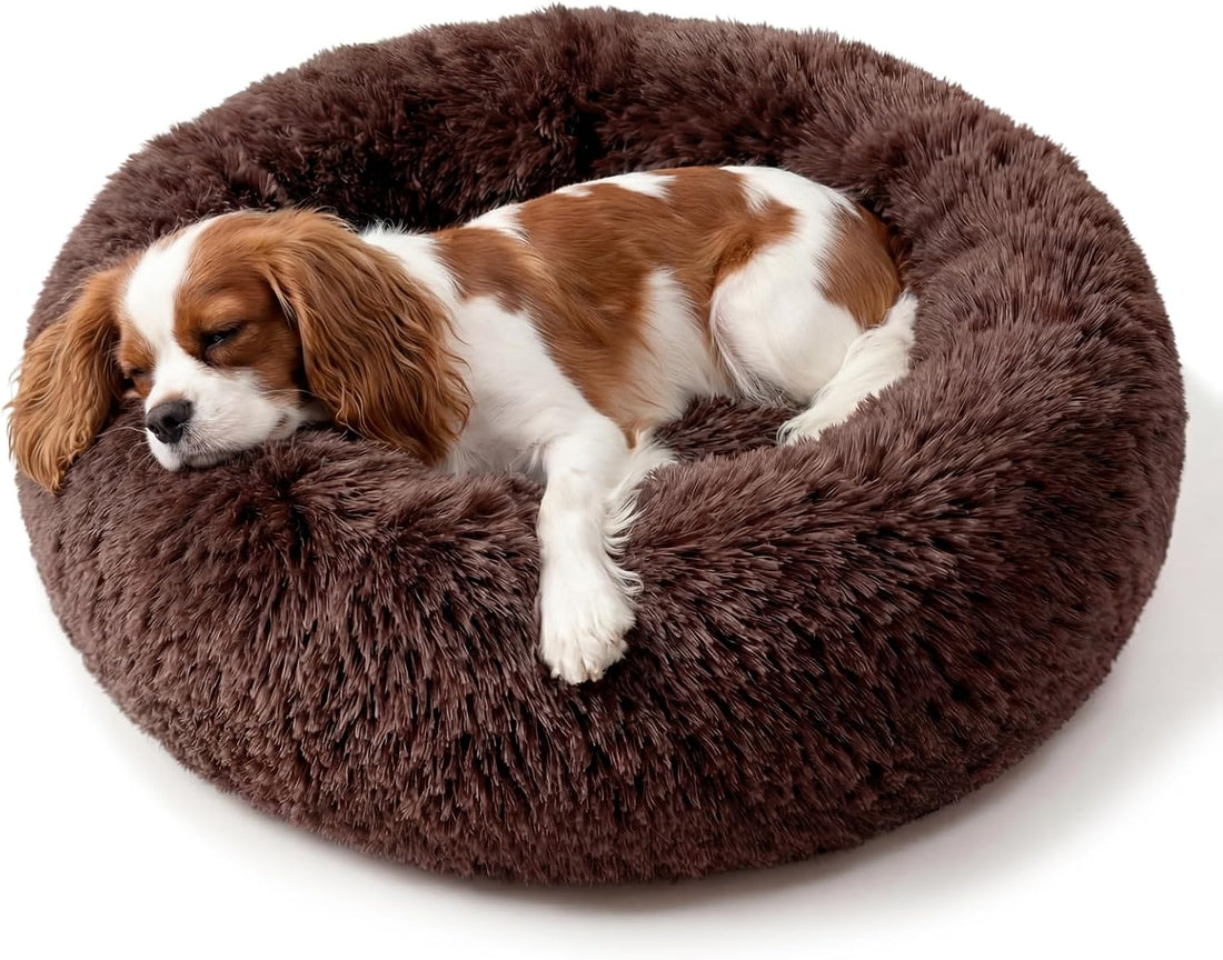nononfish Cozy Calming Dog Bed,Soft Plush Donut Pet Bed