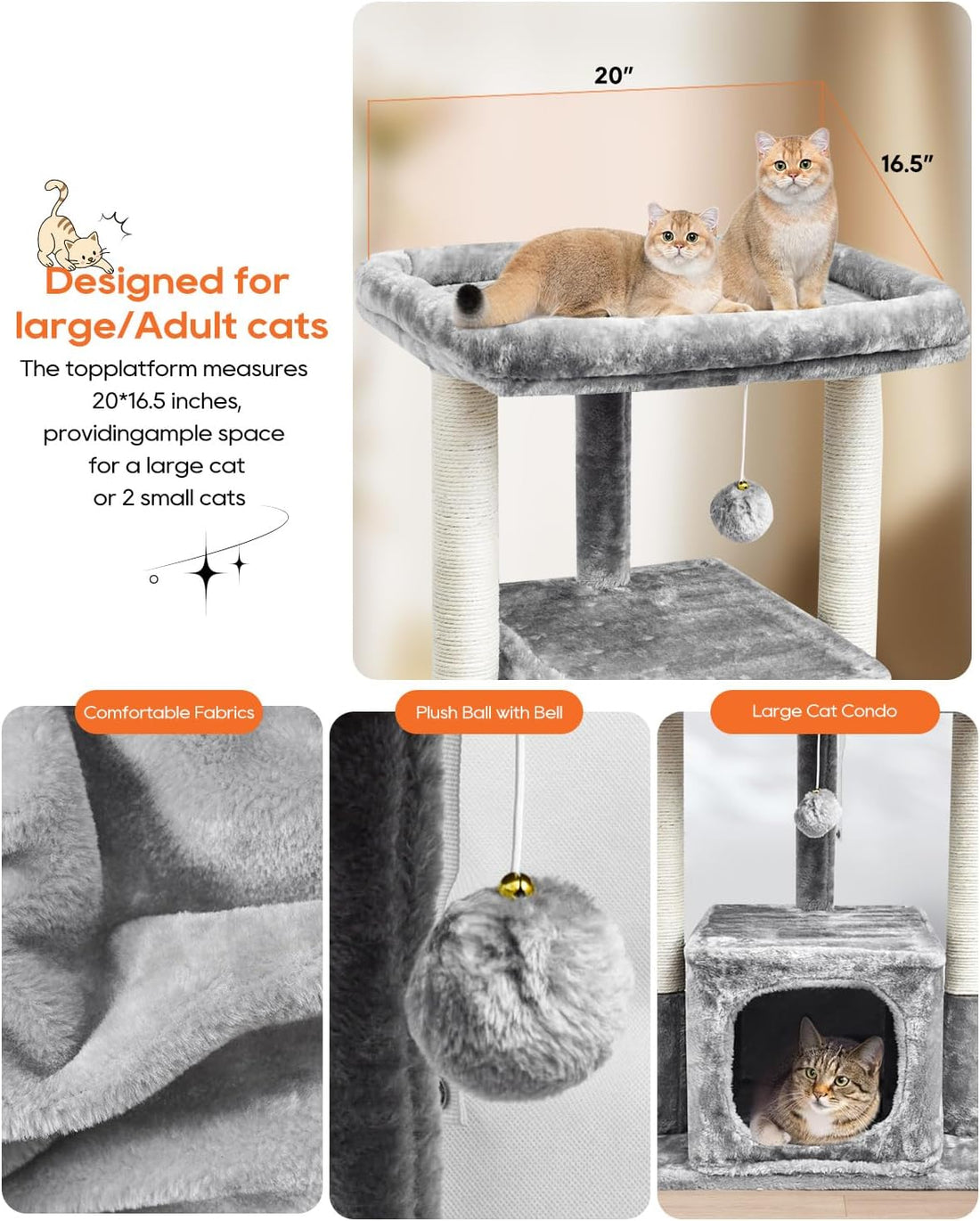 SYANDLVY 27IN Cat Tree for Indoor Cats Large Adult