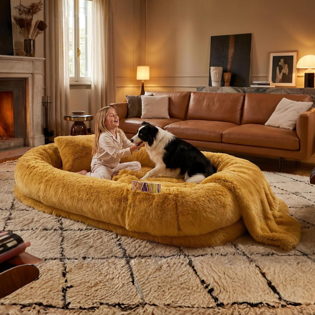 Grey Human Dog Bed - 71''x45''x12'' Size Fits Adult and Pet