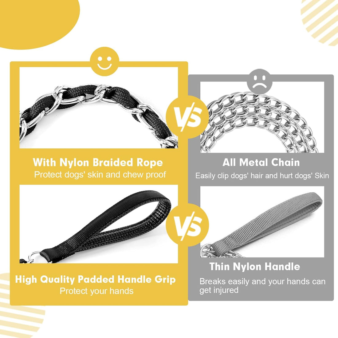Metal Chain Dog Leash Chew Proof for Dogs, Black, 3.0mm, 4FT