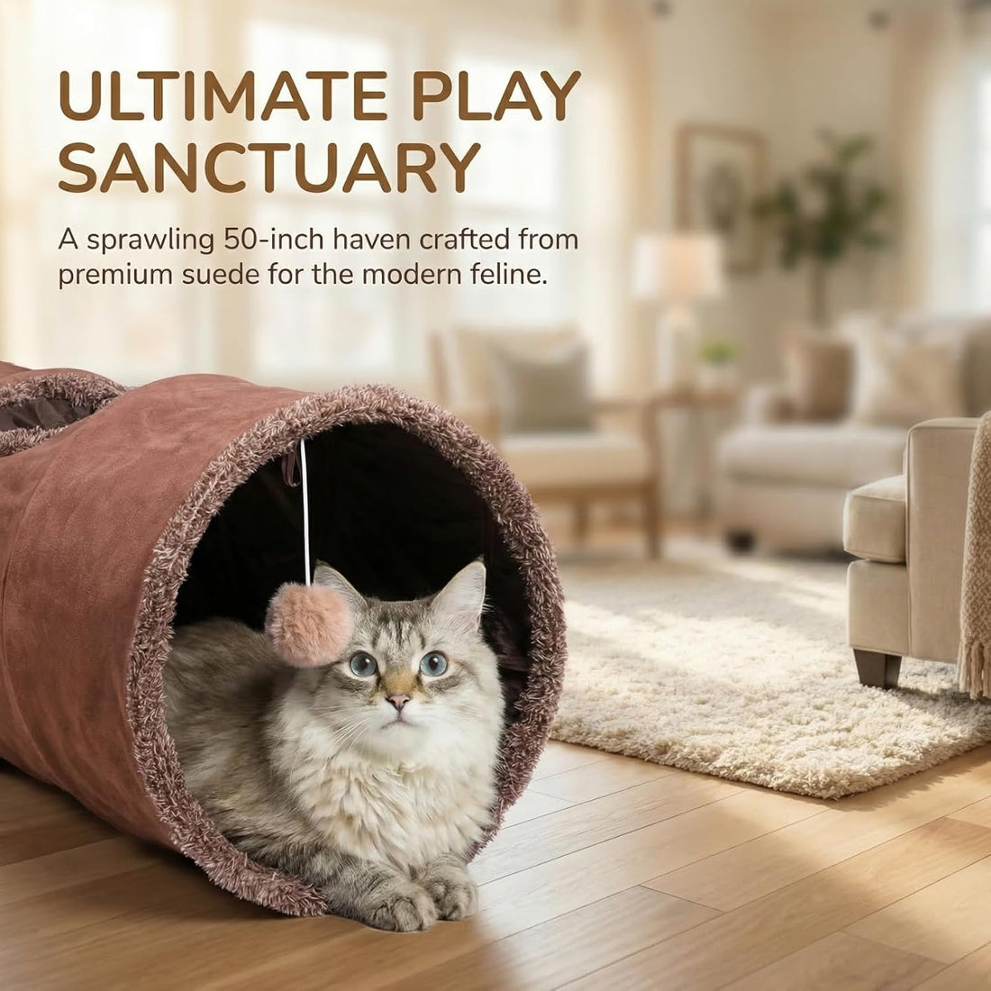 ZENFUN 51"x 12" Collasiple Cat Play Tunnel, Cats Tubes and Tunnels