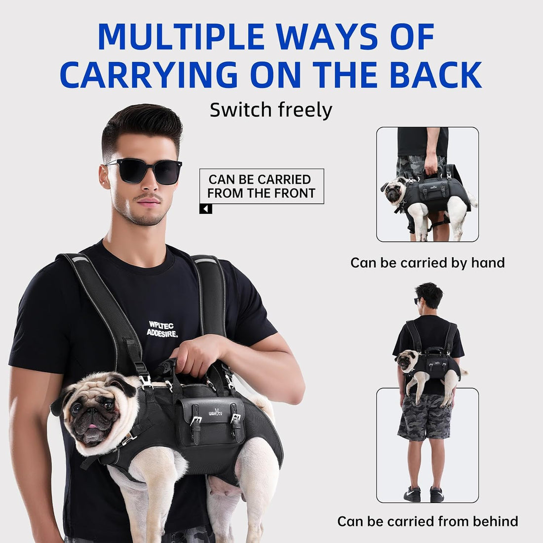 Wakytu Dog Backpack Carrier for Dogs,Dog Lift Harness