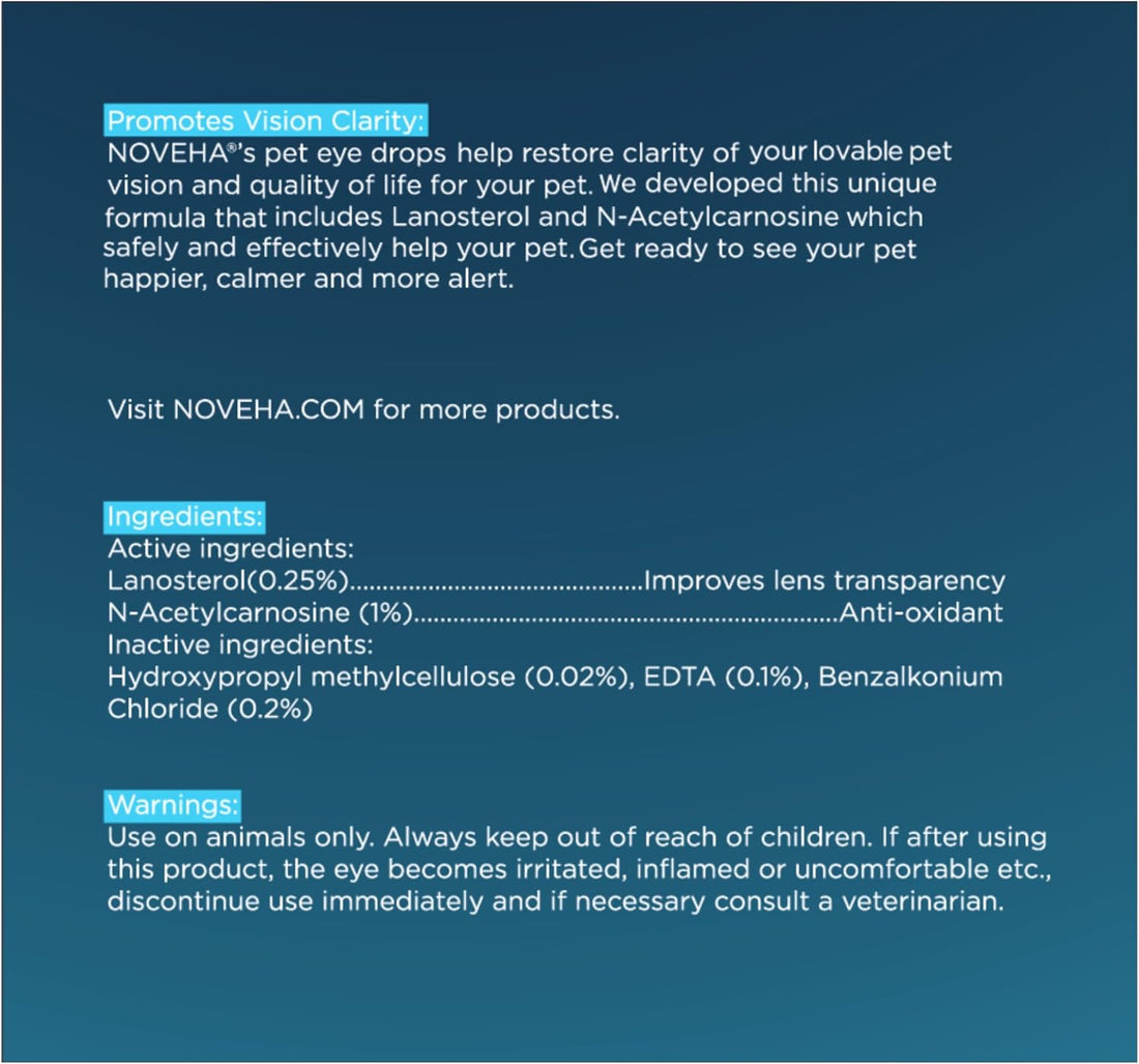 NOVEHA Pet Drops | Advanced Lanosterol Solution + NAC (2 x 10 mL)