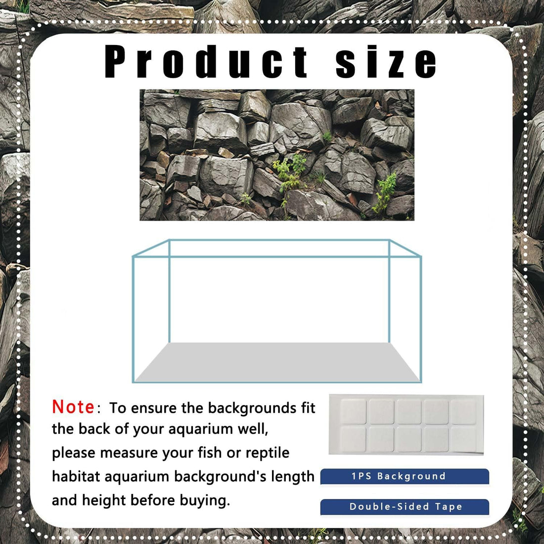 72X24IN Stone Aquarium Background, Rock Fish Tank Background