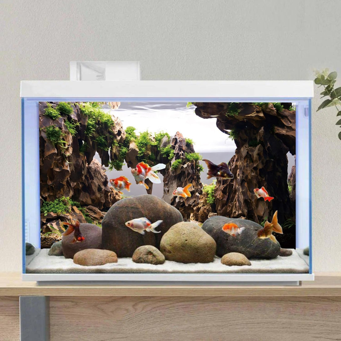 48x24 in Viewing Stone Aquarium Backdrop Riverbed Fish Tank Background