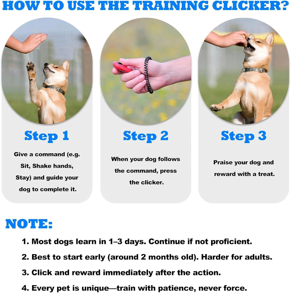 ABSONE Dog Clicker for Training with Wrist Strap