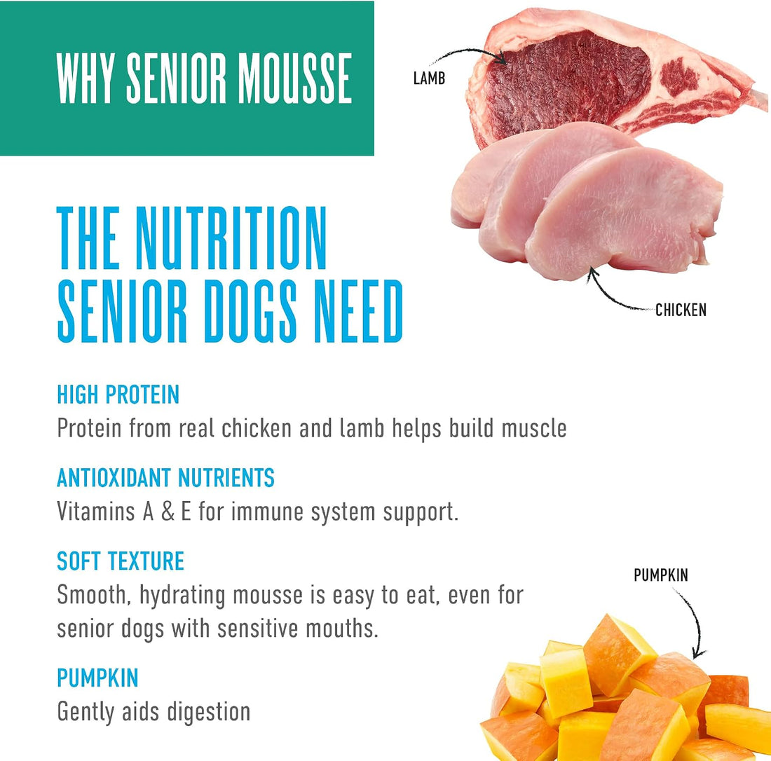 Tiki Dog Senior Mousse Dog Food, Chicken, Lamb & Pumpkin, 3.5oz Pouch