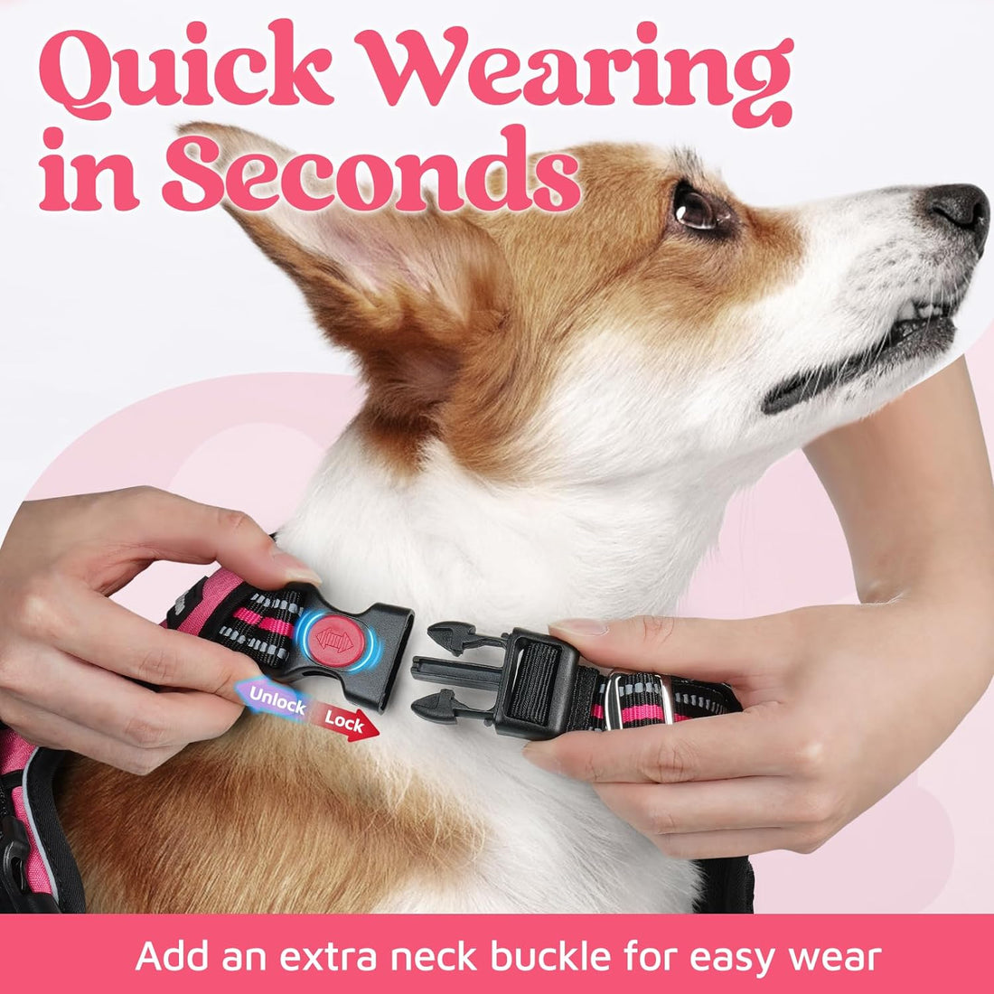 rabbitgoo Dog Harness for Large Dogs, No Pull Pet Vest with 3 Buckles