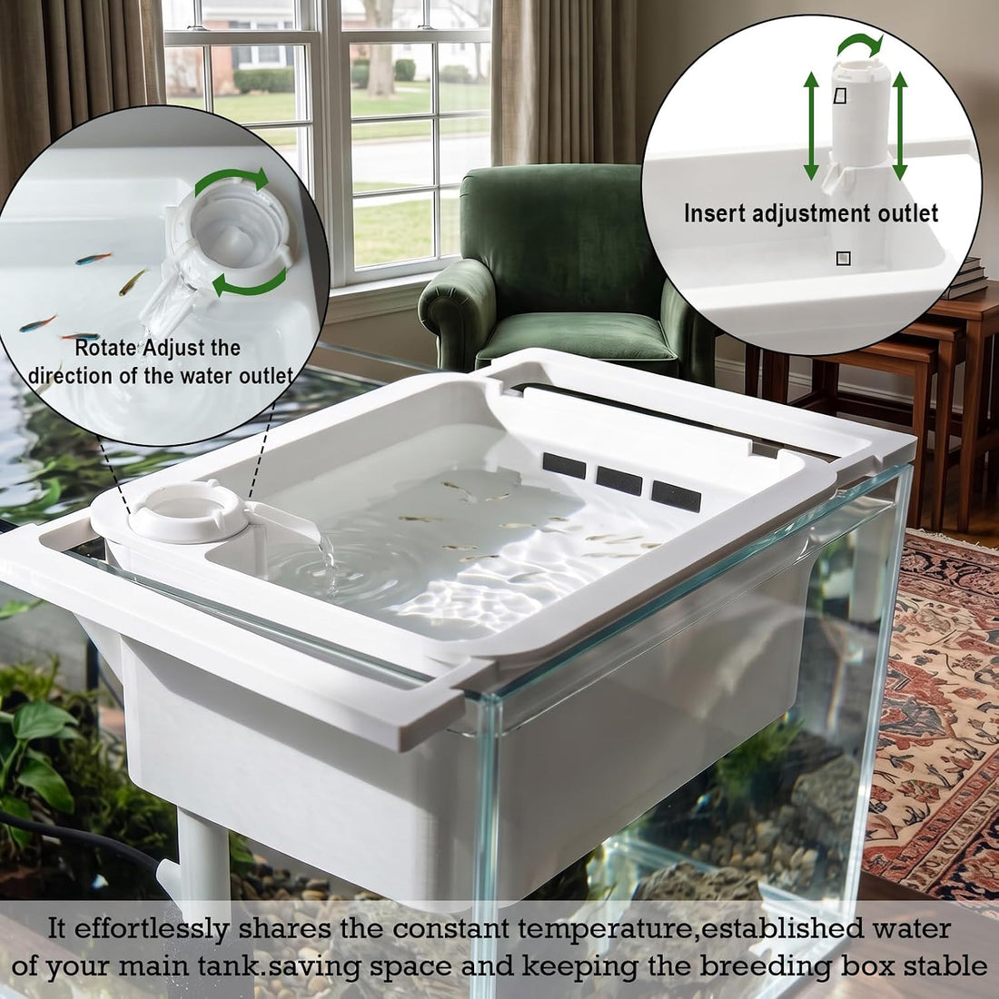 Aquarium Fry Breeder Tray,Air-Driven Water Flow Fish Breeder Box