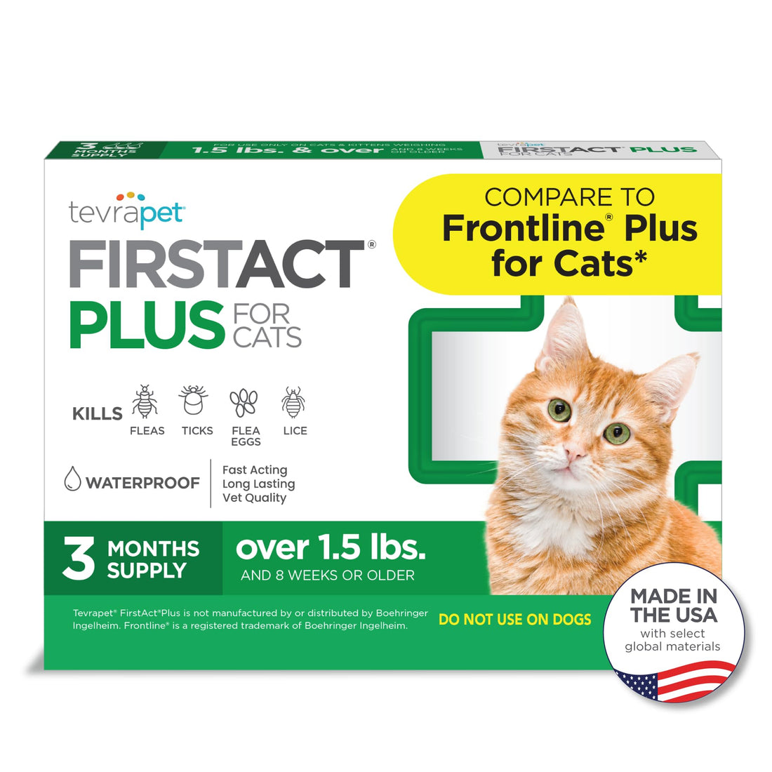 TevraPet FirstAct Plus Flea and Tick Topical for Cats over 1.5lbs