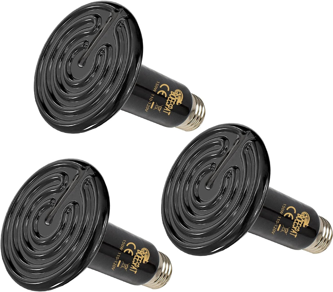 60W Ceramic Heat Emitters, Pack of 2 Reptile Heat Lamp Bulbs