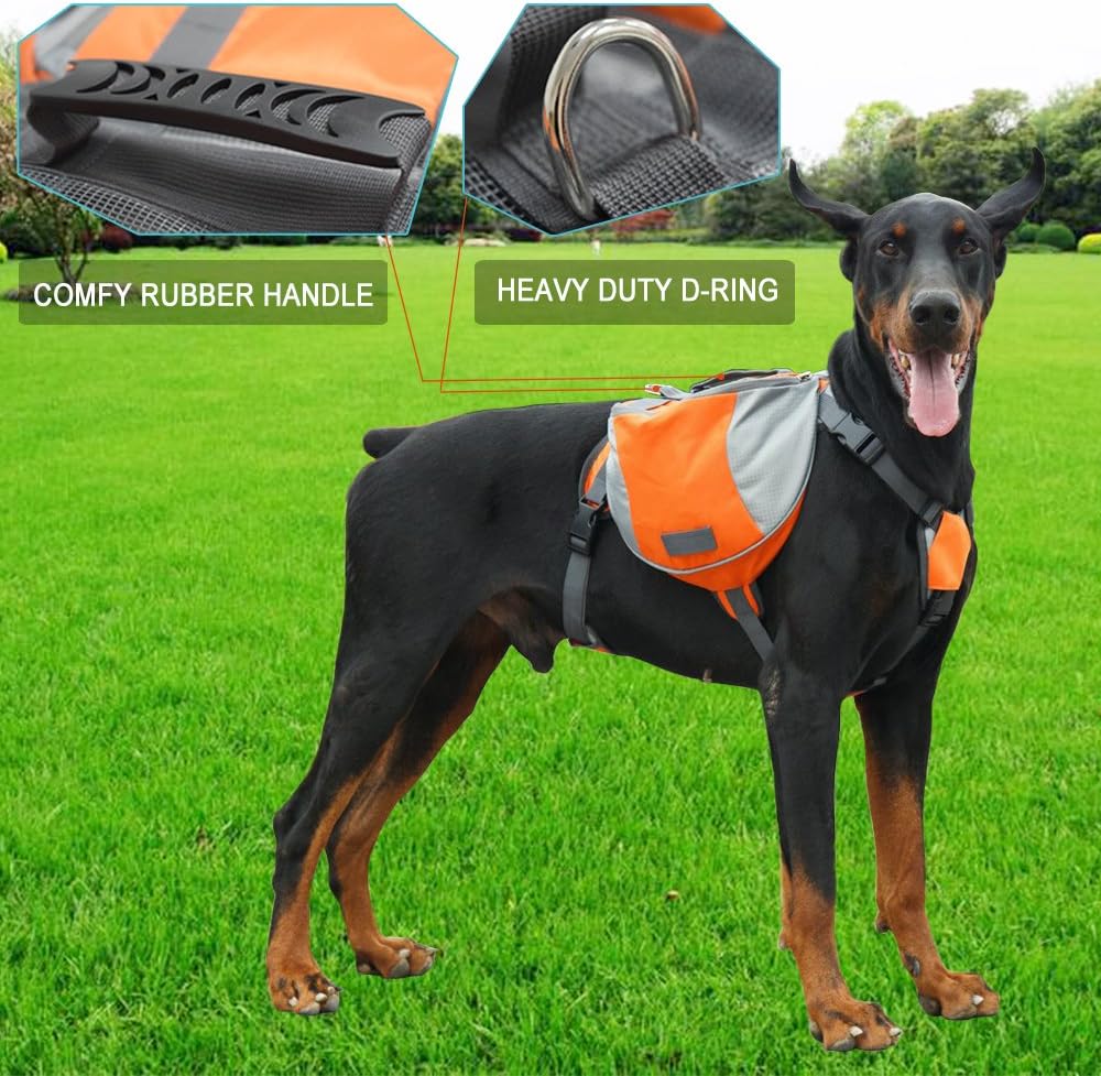Adjustable Service Dog Supply Backpack Saddle Bag for Camping Hiking