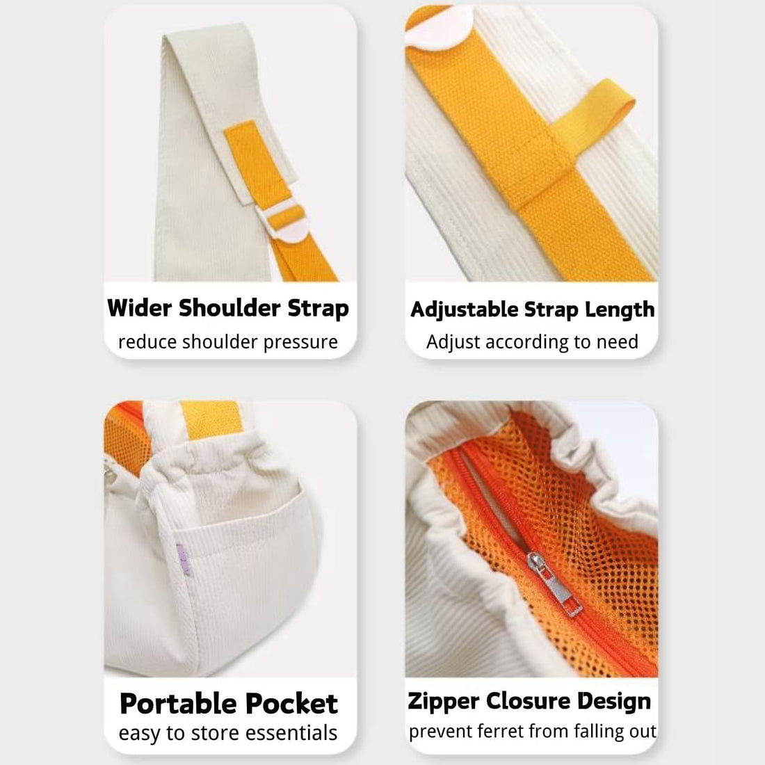 Ferret Sling Carrier, Front Backpack for Ferret Rabbit Puppy Kitten