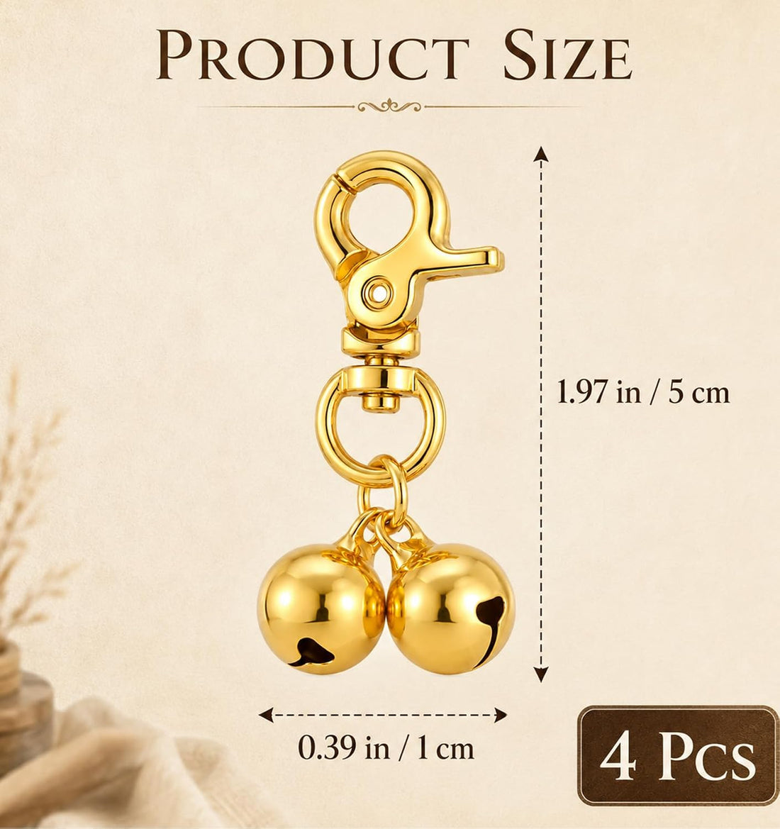 4 Pcs Cat Bell, Gold Bell for Dog Collar – Perfect for Pet Safety