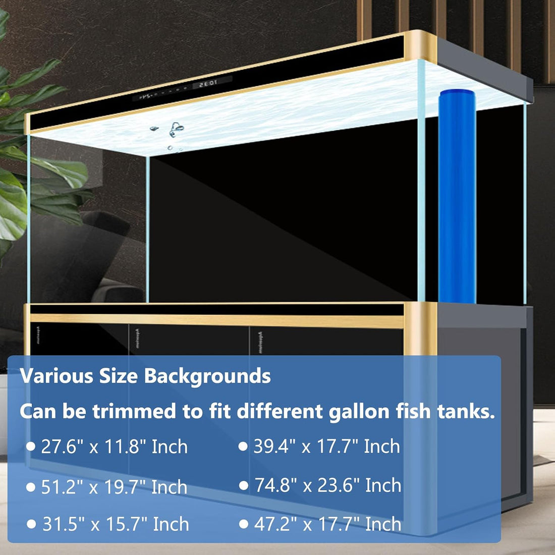 XCNO Black Aquarium Background Fish Tank Film, Static Cling