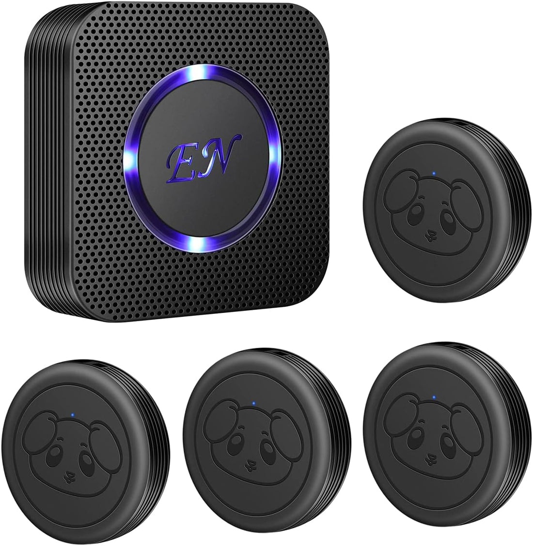 Dog Door Bell, Wireless Dog Bell, Black, 1 Receiver 4 Transmitters