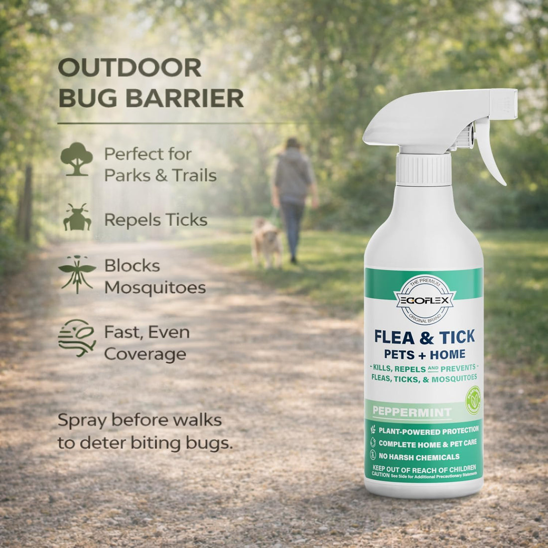 Flea Spray for Home & Pets Plant-Based Repellent with Peppermint