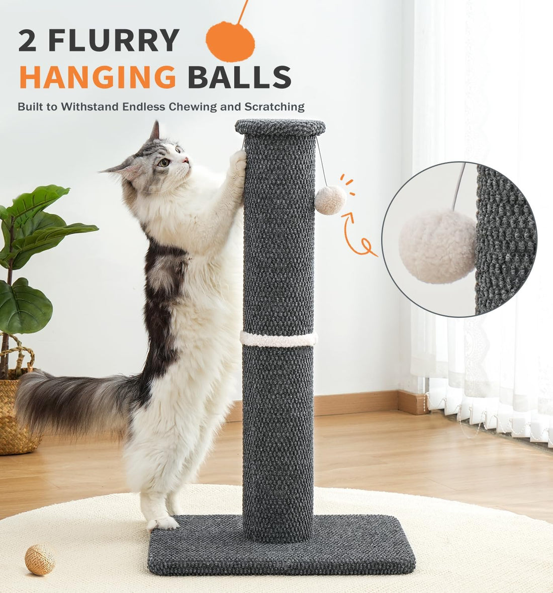 Made4Pets Tall Cat Scratching Post, Carpet Scratcher for Indoor Cats