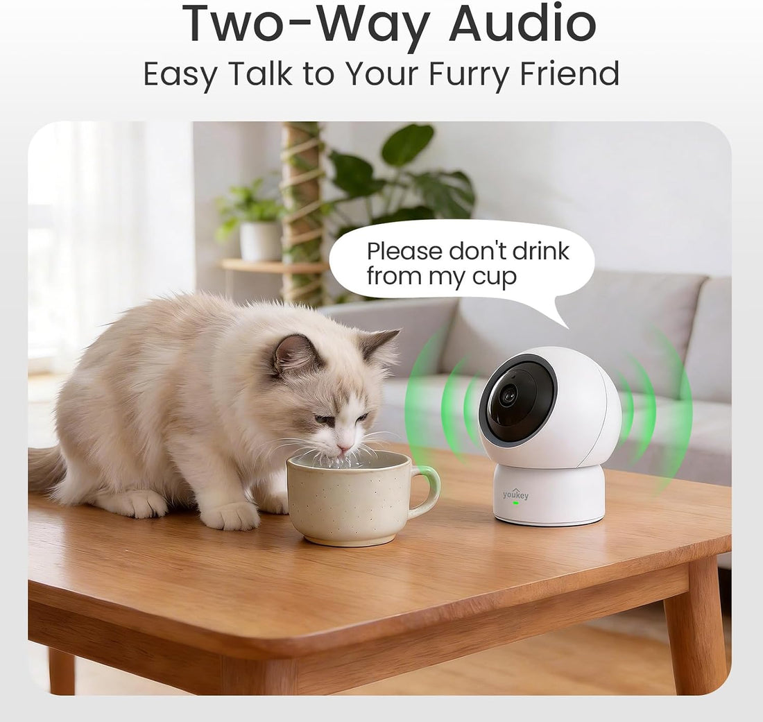 youkey 2.5K HD Indoor Pet Camera, Two-Way Audio Chat to Your Pets