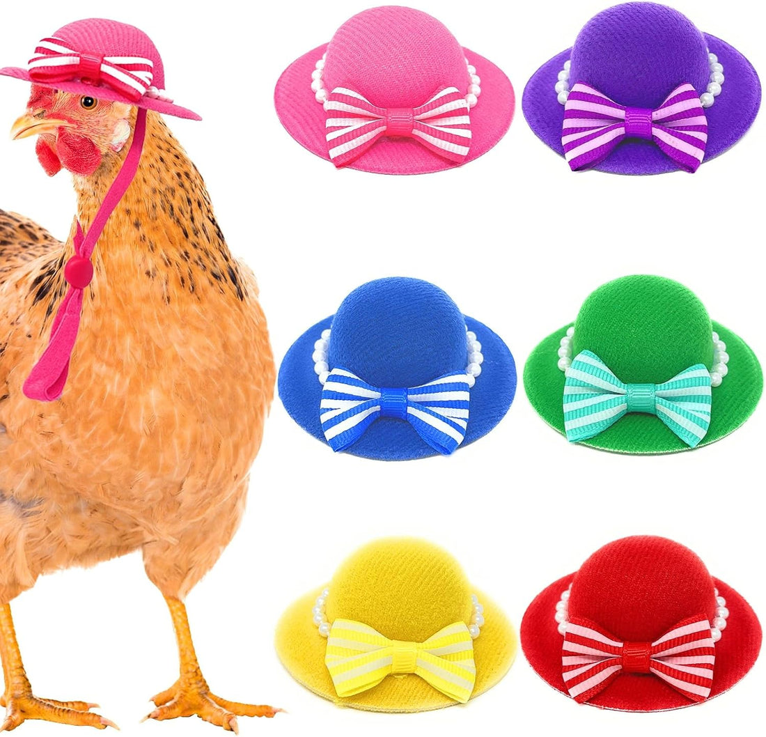 6-Pack Mini Chicken Hats for Hens, Dolls Hats, Cute Decorations