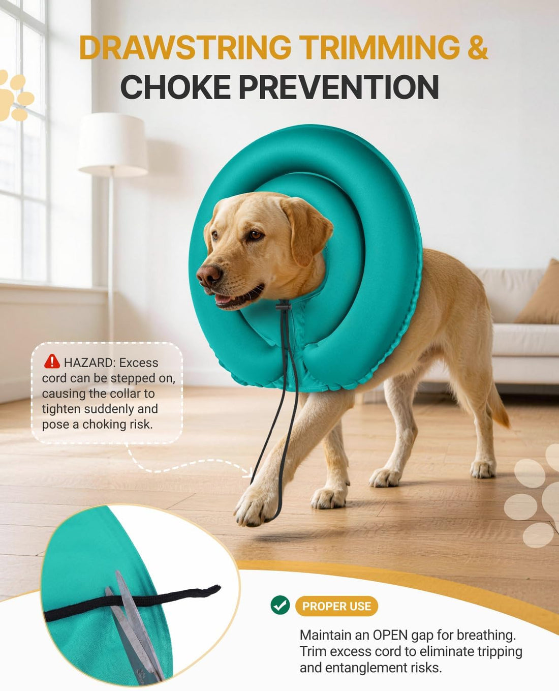 MIDOG Patented Inflatable Dog Cone, Soft Recovery Collar, Blue, S