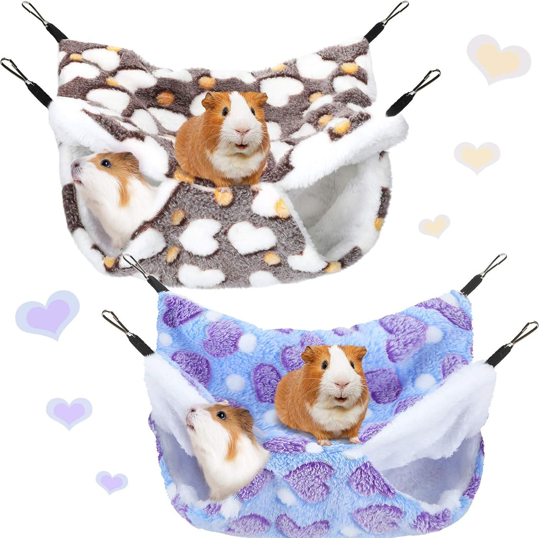 Boao 2 Pcs Guinea Pig Rat Hammock for Pet, Purple, Coffee
