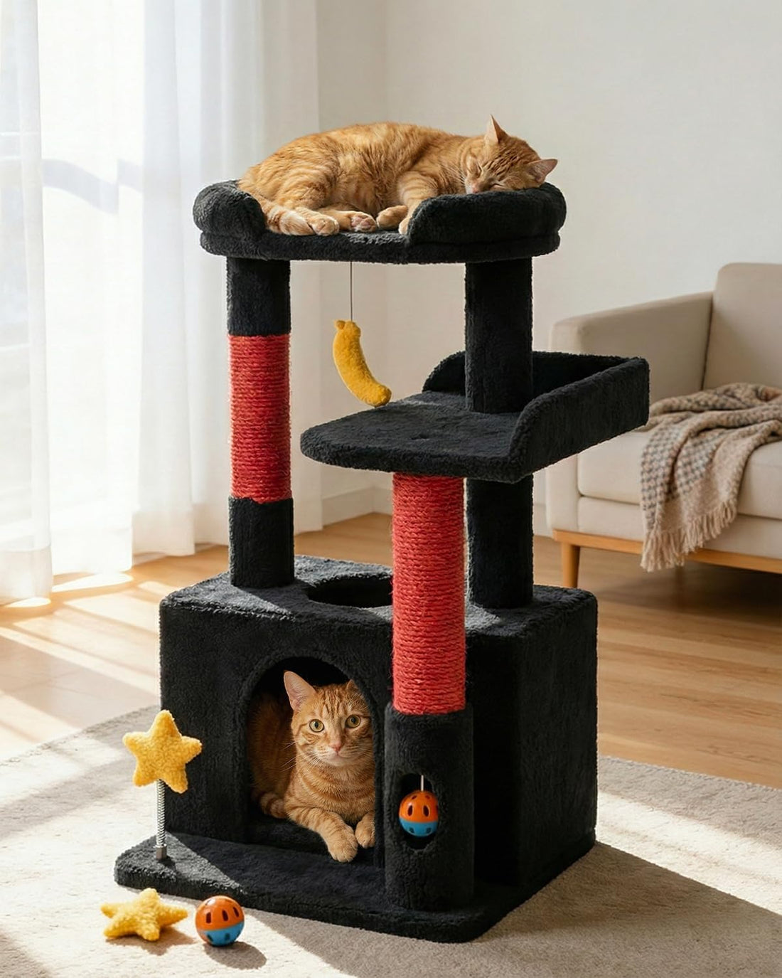 Small Cat Tree for Kittens, 30" Compact Cat Tower with Wide Base
