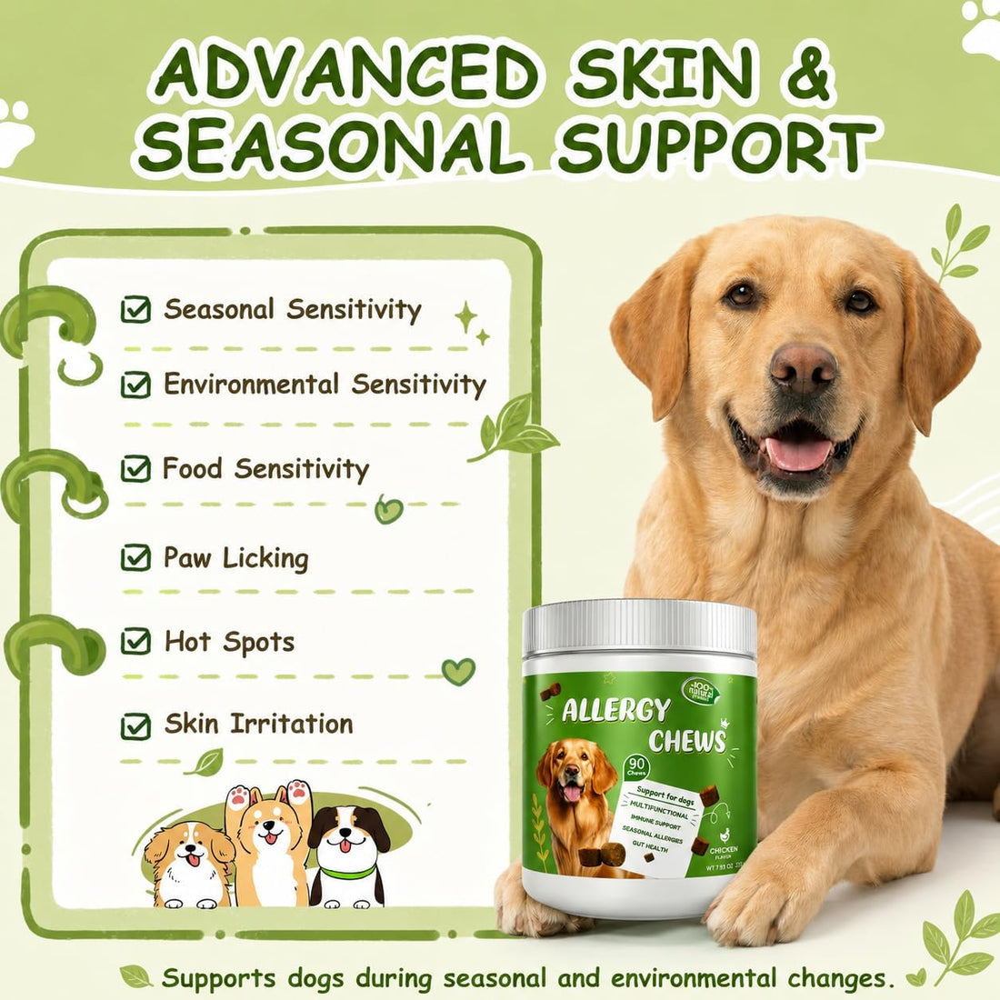 Organnact Dog Allergy Chews Itch Relief Probiotics