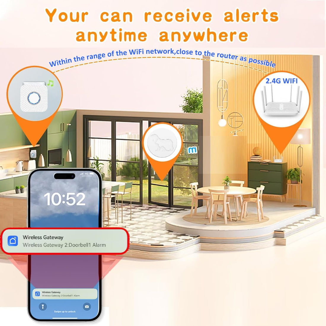 YisTech WiFi Dog Door Bell for Potty Training to Go Outside