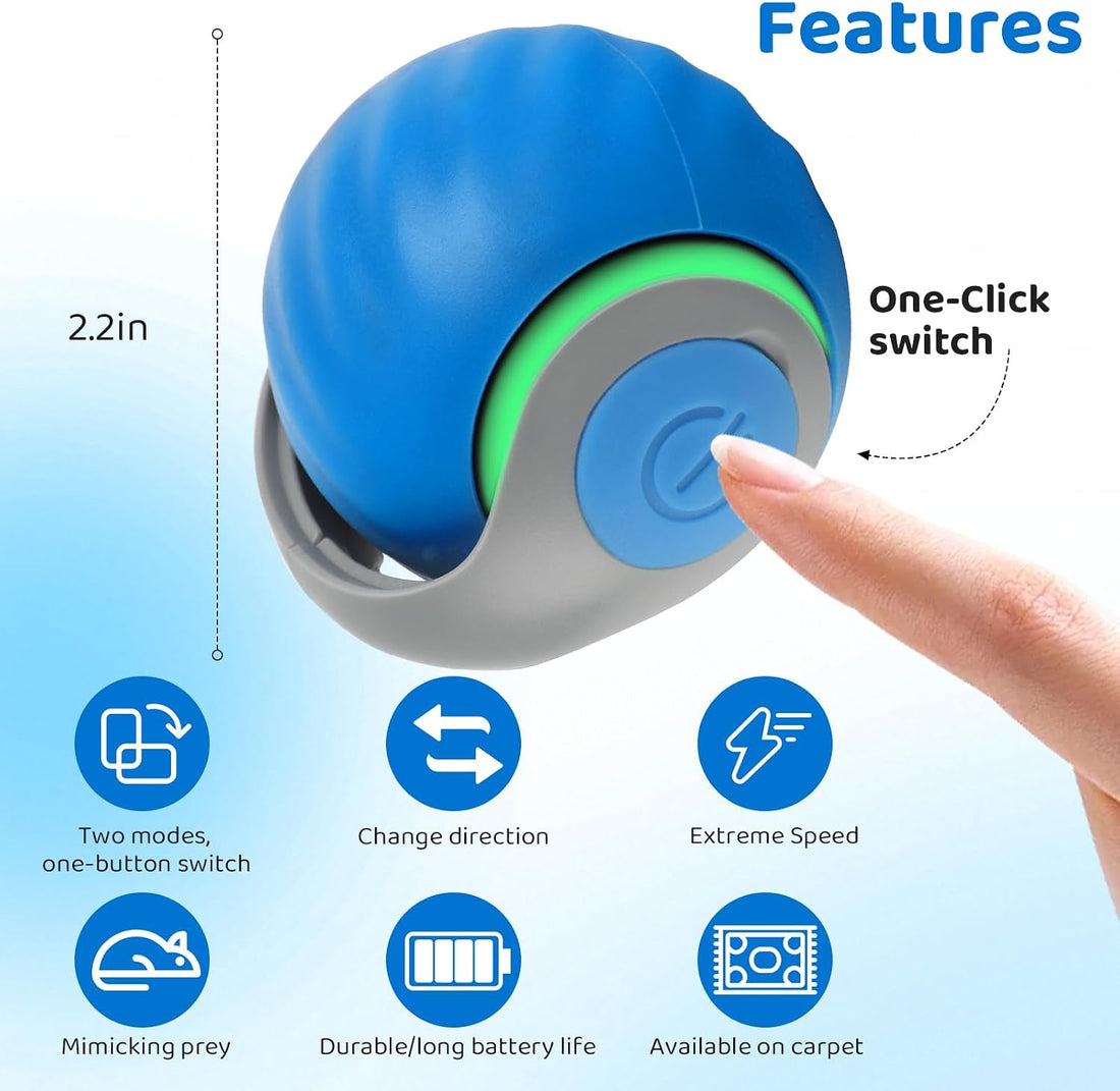 Interactive Cat Toys for Indoor Cats-Rechargeable Moving Cat Toy Ball
