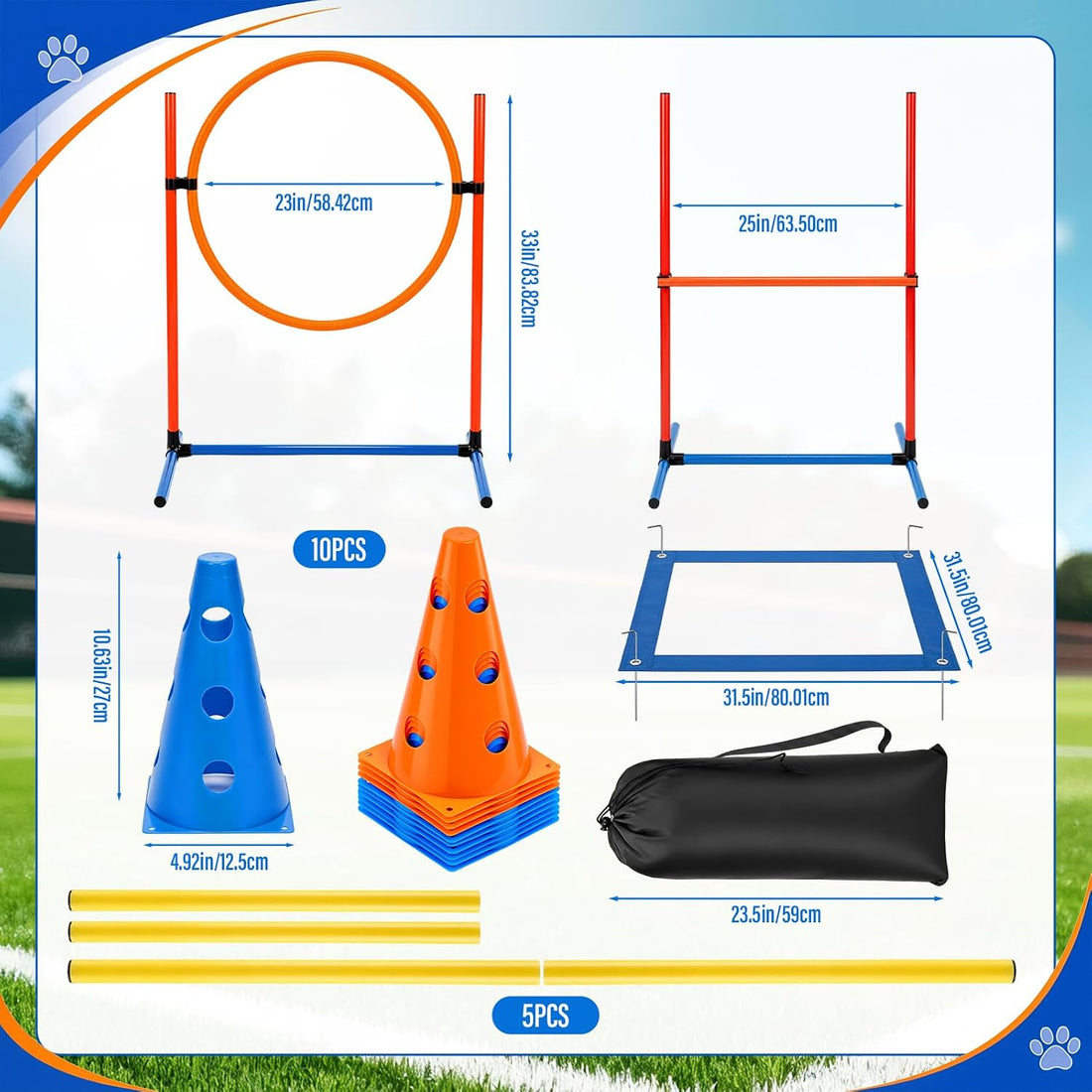 Junkin 27 Pcs Dog Agility Course Equipment Set