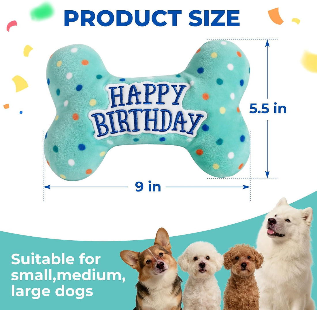 Prime Pets Dog Birthday Toys, Plush Dog Squeaky Toys