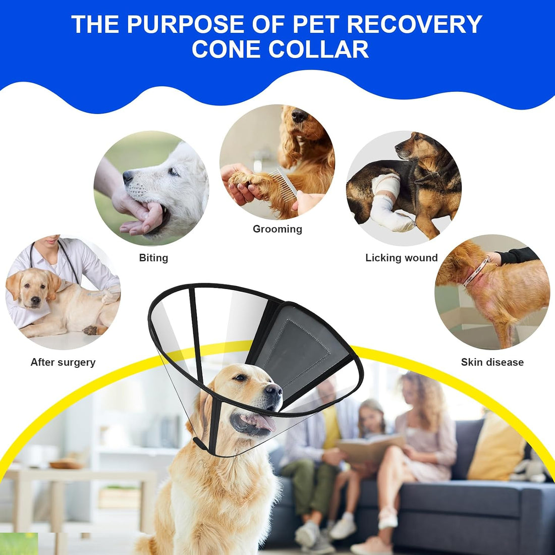 Soft Dog Cone Collar to Stop Licking for Post-Surgery Recovery