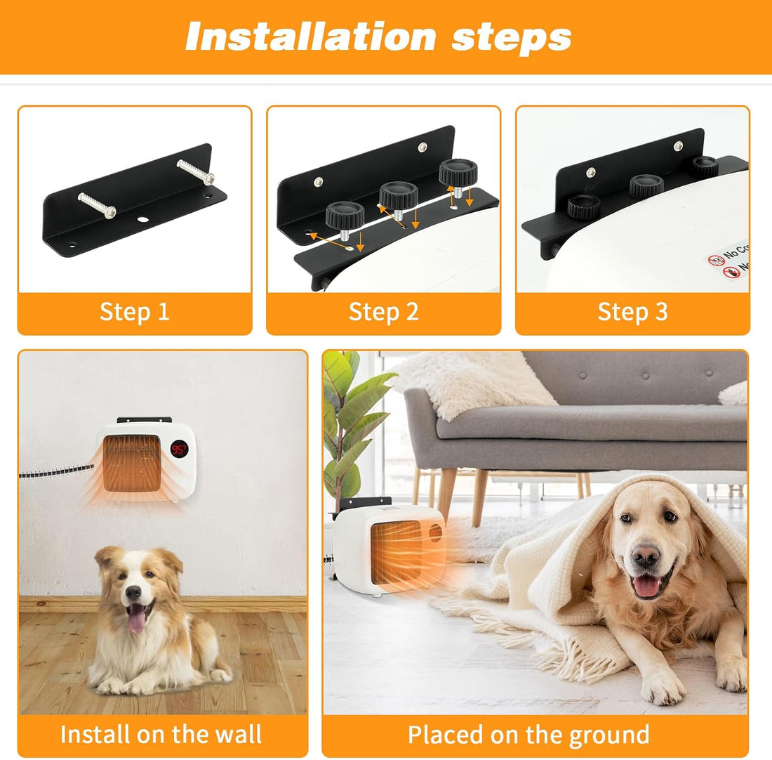 Dog House Heater with Thermostat, Wall-Mounted Dog Heater
