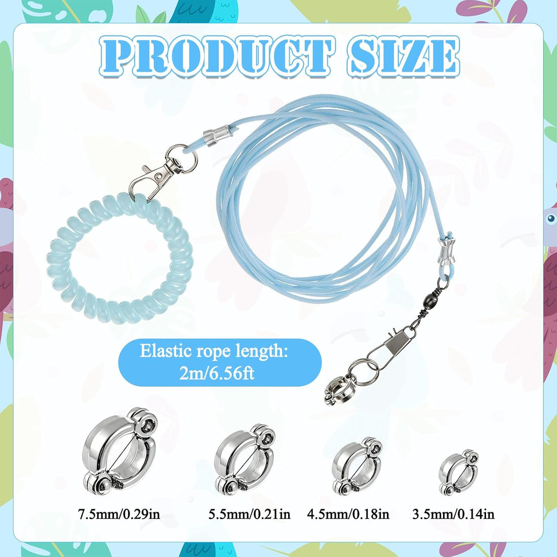 Bird Leash with 4 Different Size Foot Ring