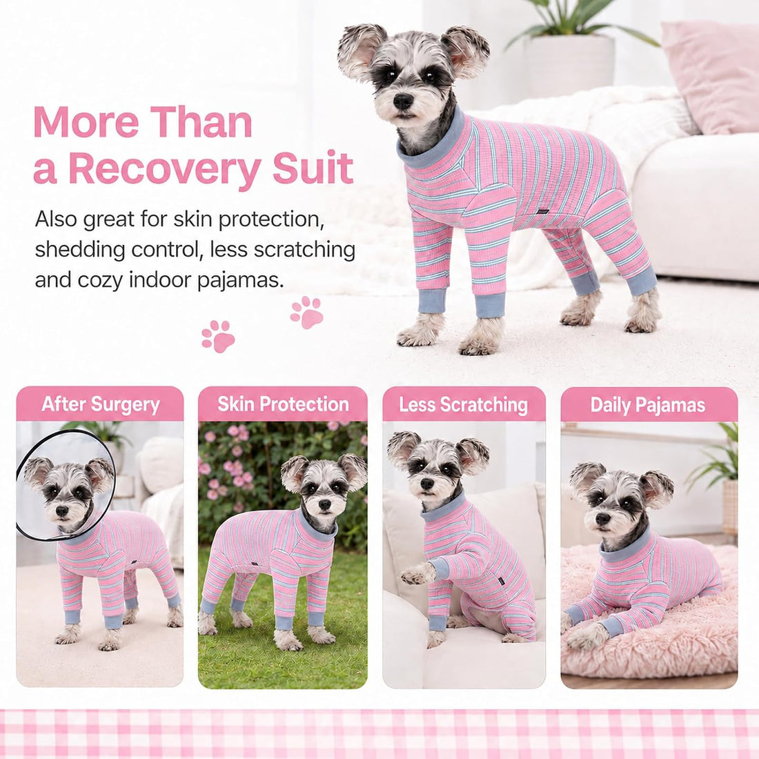Dog Surgery Recovery Suit, Four-Leg Long Sleeve Dog Onesie