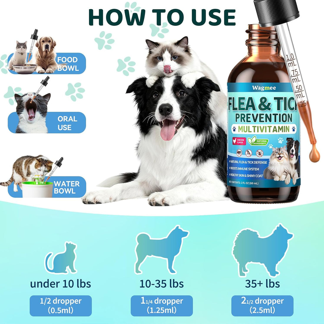 Flea and Tick Prevention for Dogs & Cats with Multivitamins, 60ml