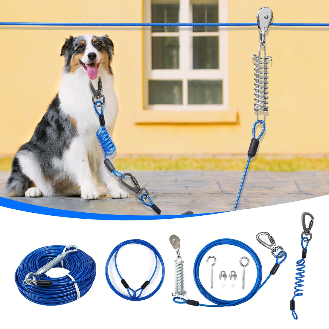 Dog Runner for Yard,Double Shock Absorption Dog Trolley System