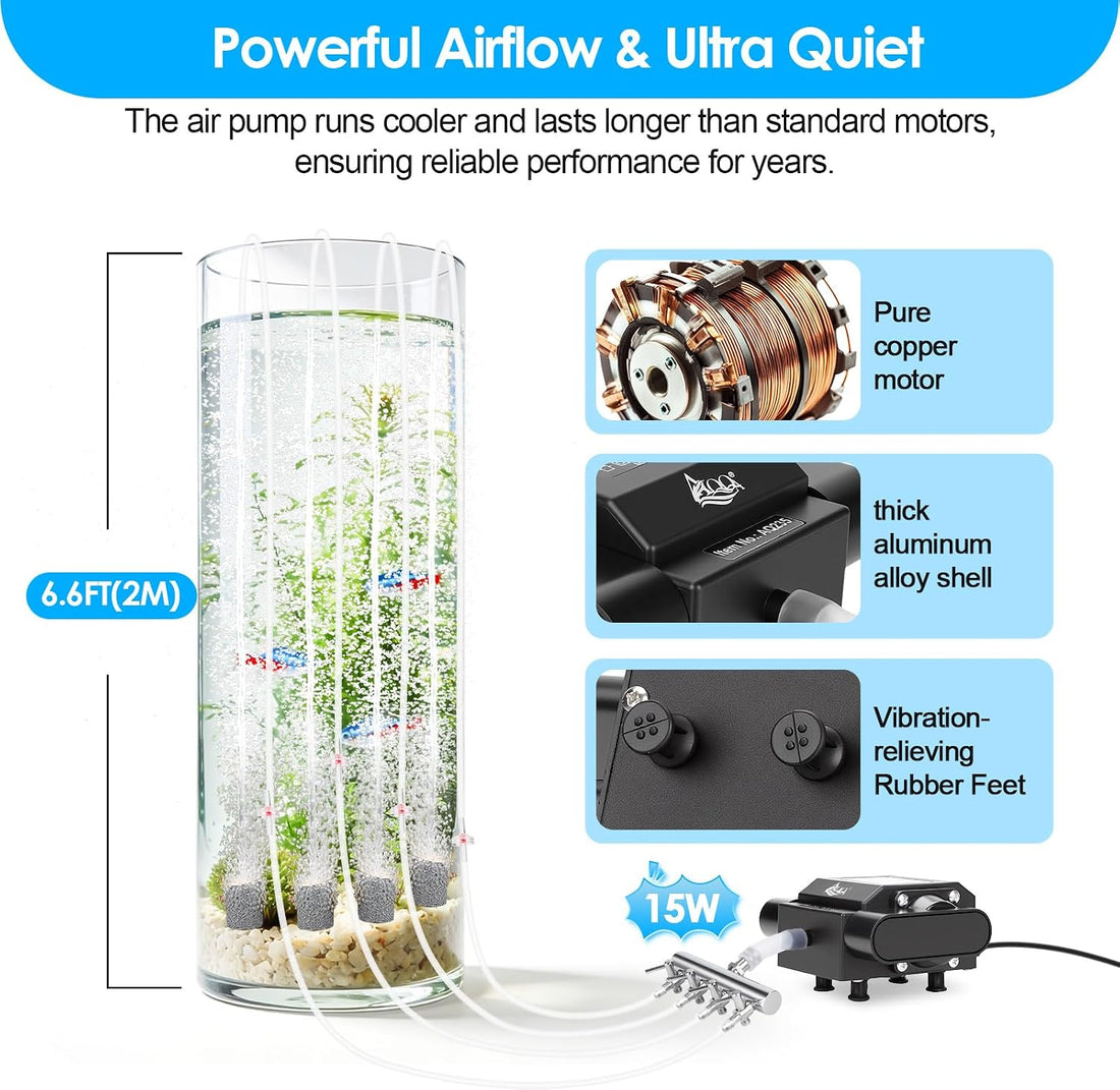 AQQA 10W Aquarium Air Pump with Controller, 10W/237GPH