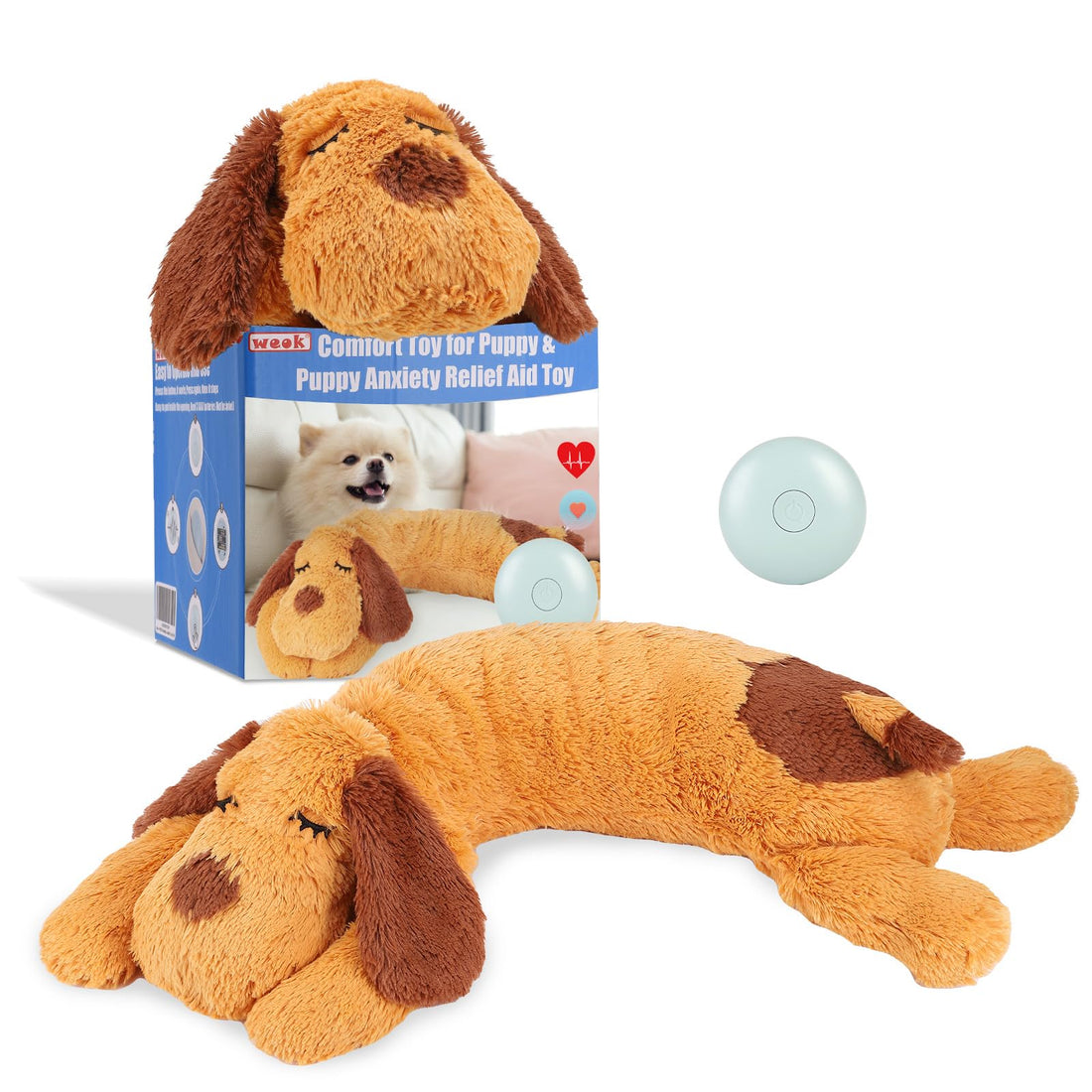 WEOK Heartbeat Puppy Toy, Comfort Cuddler Pillow