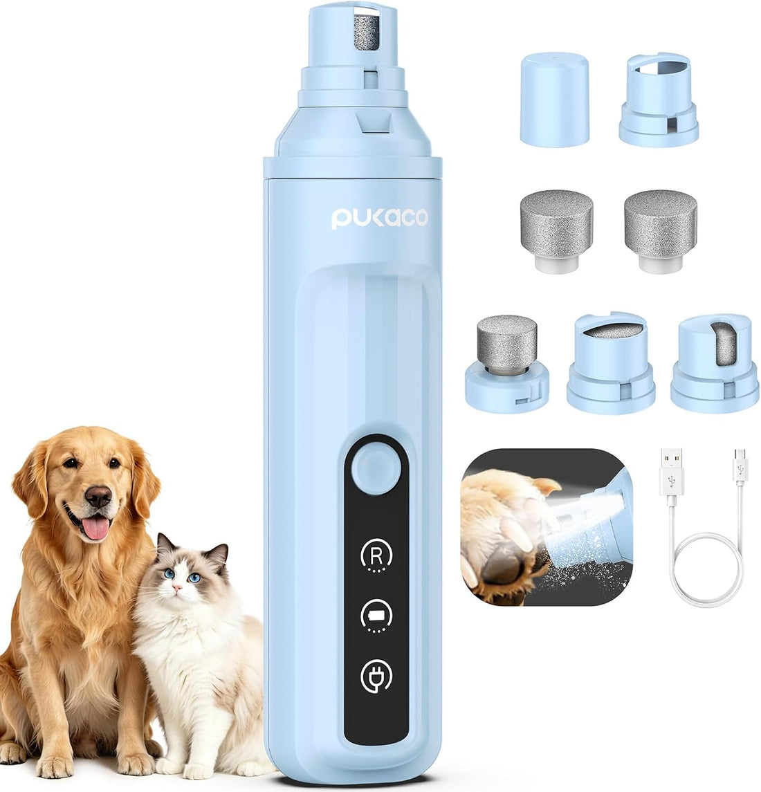 Dog Nail Grinder Quiet with LED Light Electric Cat Nail Trimmer